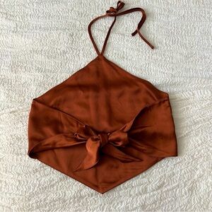 Copper Bandana Style Tie Back Top